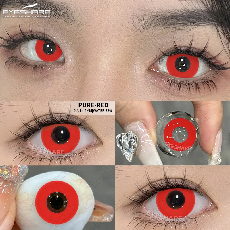 EYESHARE Halloween Weiß Farbige Kontaktlinsen Cosplay Verrückte Rote Kontaktlinsen Schwarz Anime Augenlinsen Weiße Schönheit Make-Up Linse – Detail 7