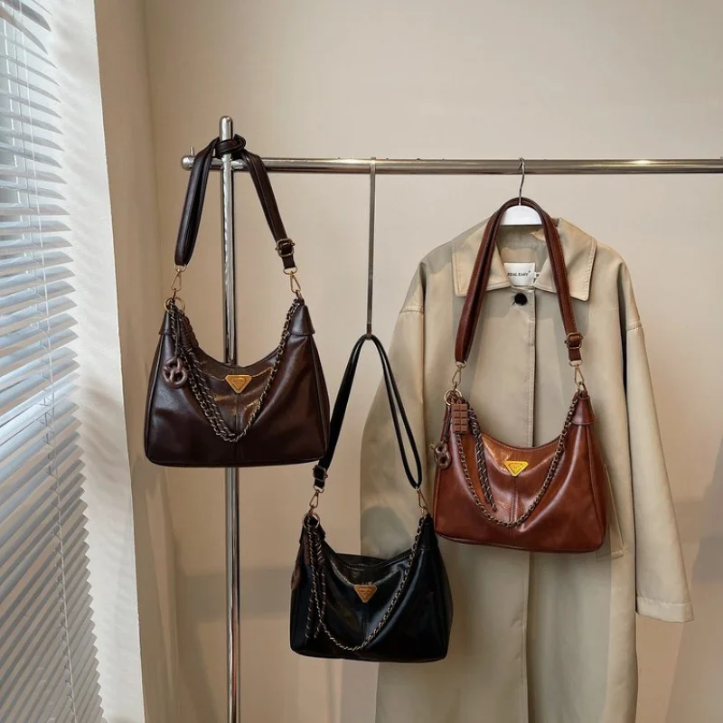 

Роскошная брендовая женская сумка, сумка через плечо из натуральной кожи с золотой фурнитурой, винтажная сумка через плечо для повседневных прогулок