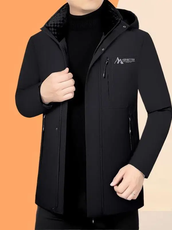 

Мужская утепленная хлопковая куртка с капюшоном на флисовой подкладке, теплая, повседневная, модная, с длинными рукавами, зимняя, новинка, универсальная мужская куртка