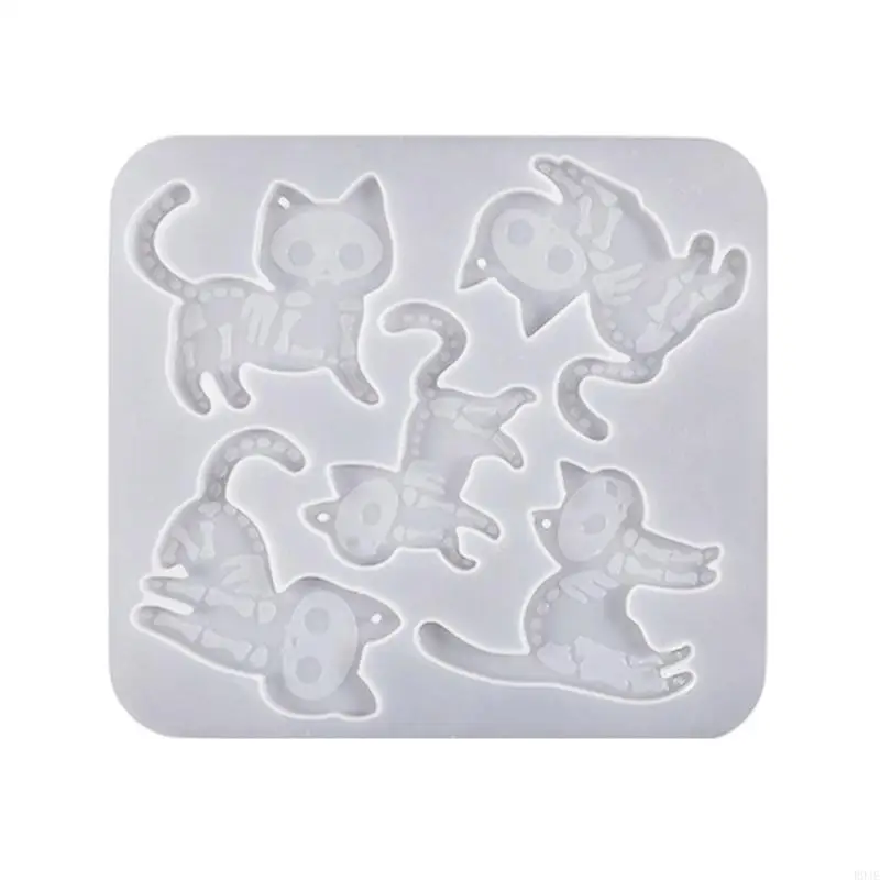 

R9JE Halloween Cats Shaped Silicone Resin Molds Cats Keychain Earrings