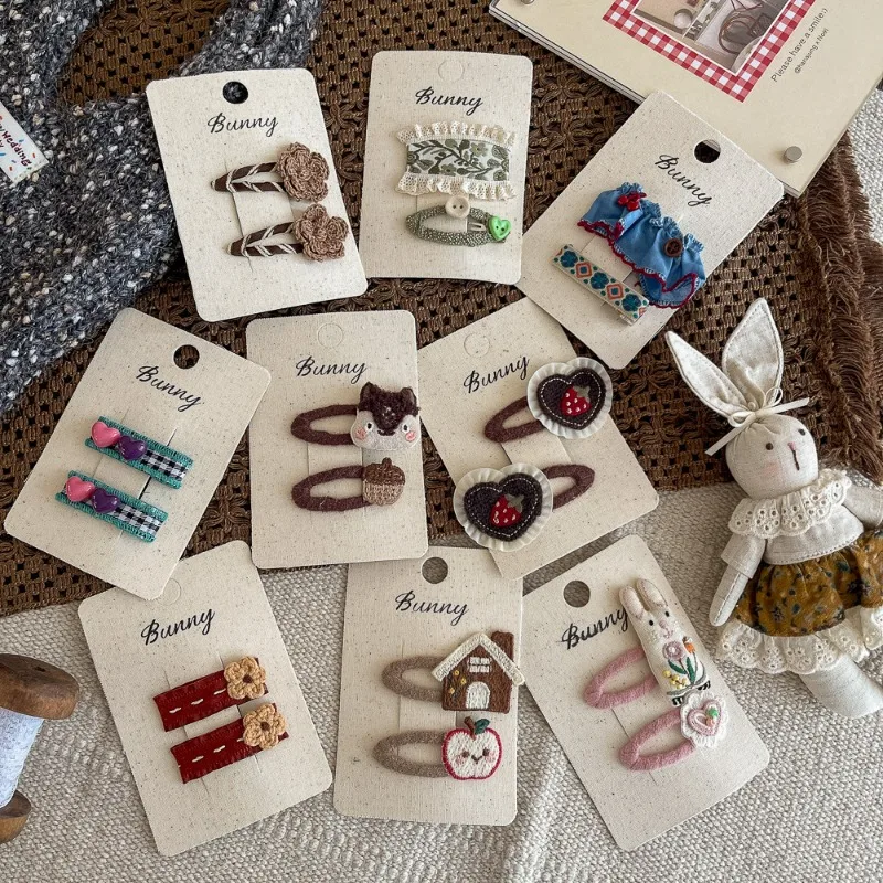 

Handmade New Squirrel Hair Clips Cute Cartoon Animal Baby Cotton Embroidery Hair Accessoris Autumn and Winter Retro Hair Clip