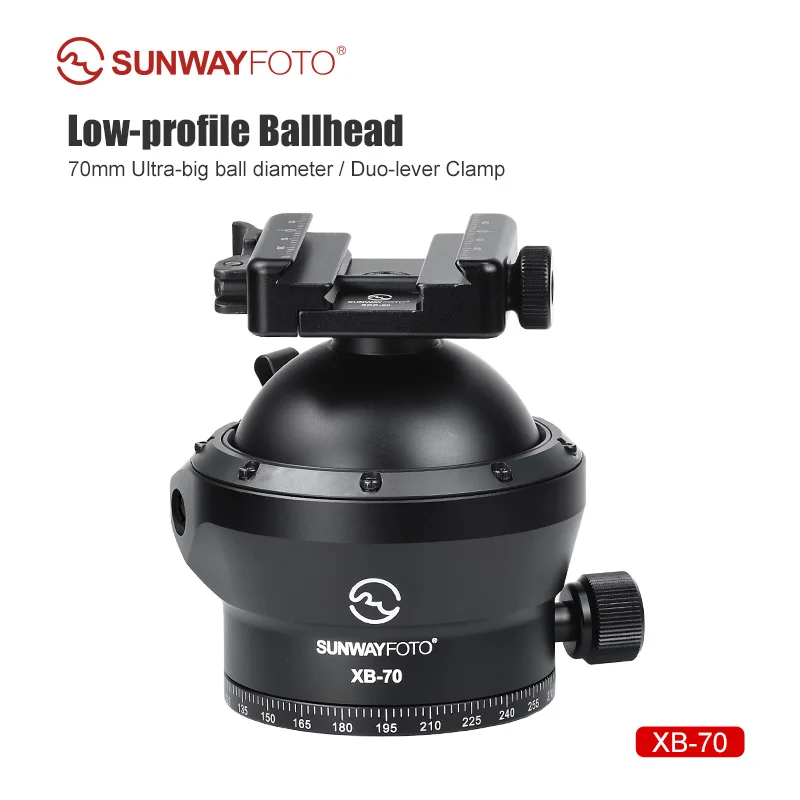 SUNWAYFOTO XB-70 70mm Ballhead for Hunting Tripod,with Picatinny and Arca Swiss Clamp,Load 88lb(40KG)