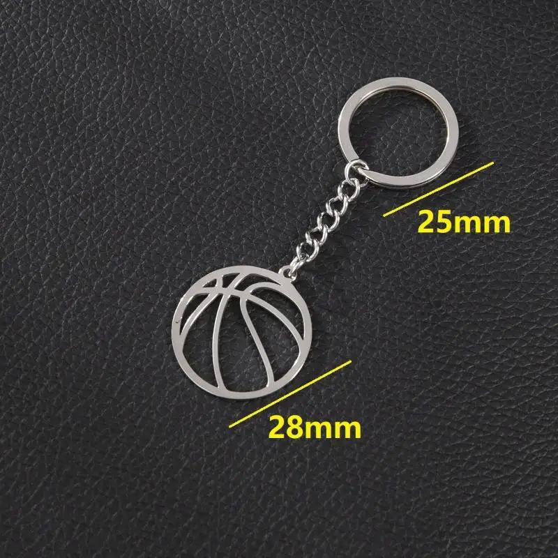 Casual Stainless Steel Basketball Pendant Key Chain Hollow Geometric Keyring Girls Student Schoolbag Keychains Gifts Accessorie