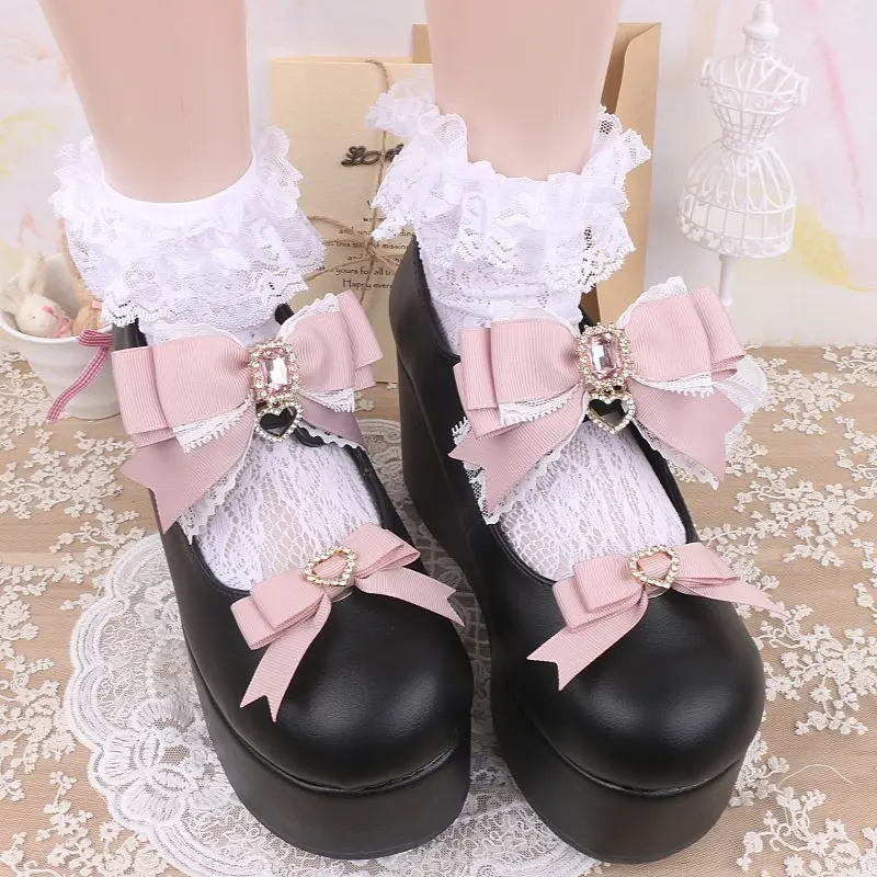 Original handmade sweet and cute mass-produced jewelry bow lace rhinestone shoe clip shoe buckle shoe decoration