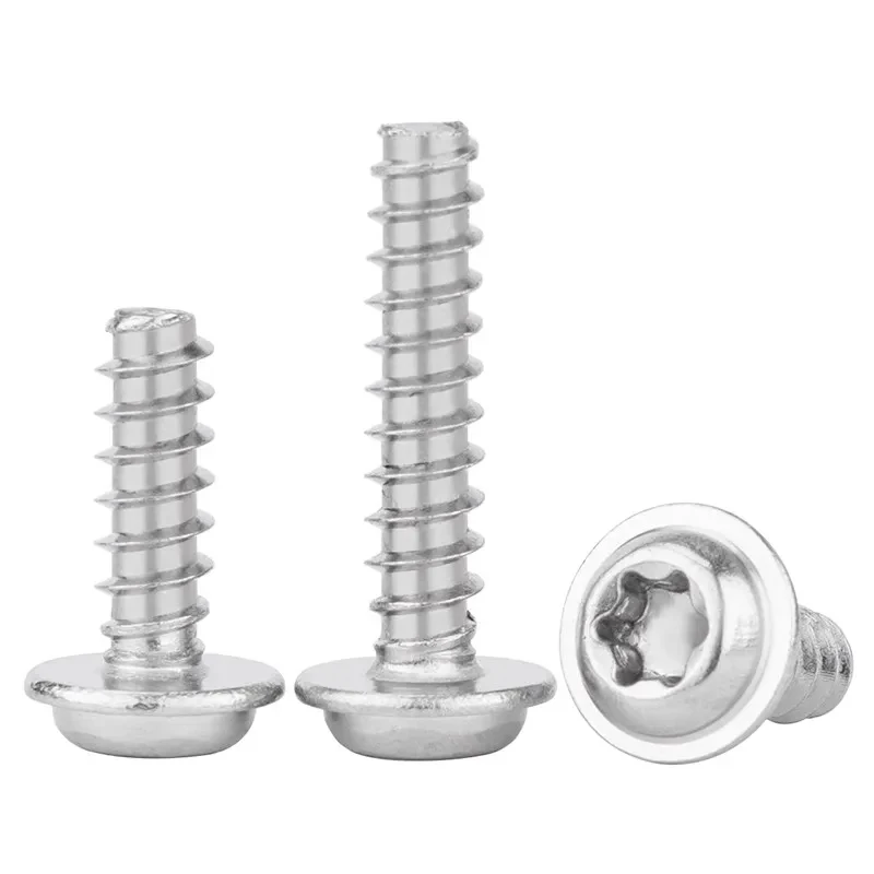

M2 M2.6 M3 M4 M5 304 SS Torx Self Tapping Screws / Round Washer Head Six-Lobe Fasteners with Flat Point for Plastic Assembly