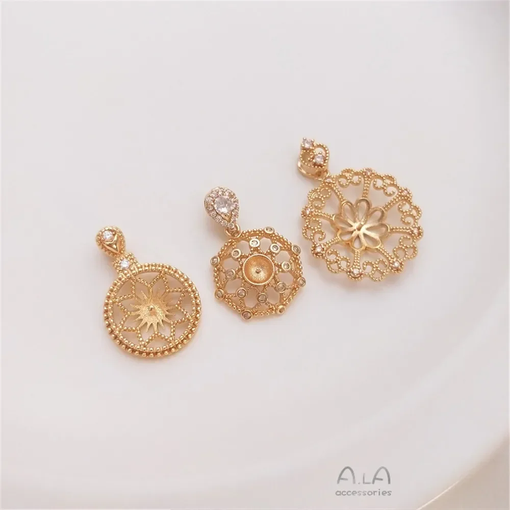 Copper Clad 14K True Gold Open Bend DIY Bracelet Bracelet Rope Sleeve with Hanging Connection Pendant Clasp Accessories C074