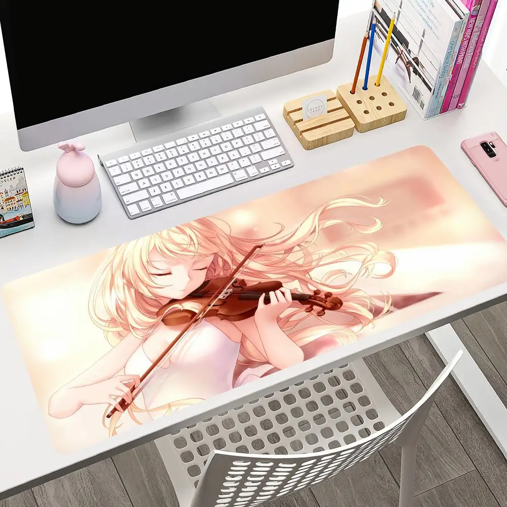 Anime Girl Miyazono Kaori Your Lie In April Mousepad Large Gaming Mouse Pad LockEdge Thickened Computer Keyboard Table Desk Mat