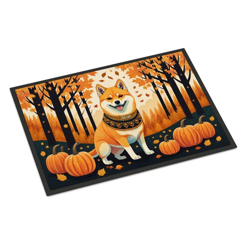 

New Shiba Inu Fall Doormat Non Slip Washable Low Pile Indoor Outdoor Entryway Front Door Decorative Rug