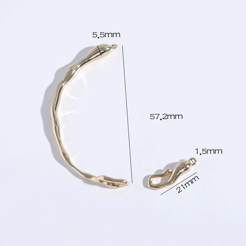 1Set Brass 18K Gold Plated Half Cuff Bracelet Connector Findings Open Cuff Hook Clasp for Diy Bangle Jewelry Making Accessories