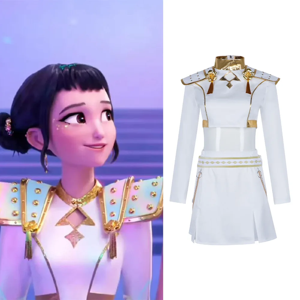 K-POP Witch Hunt Cosplay Costume, Zoe Mira Rumi Cosplay Stage Performance Costume, White Songwriting Costume