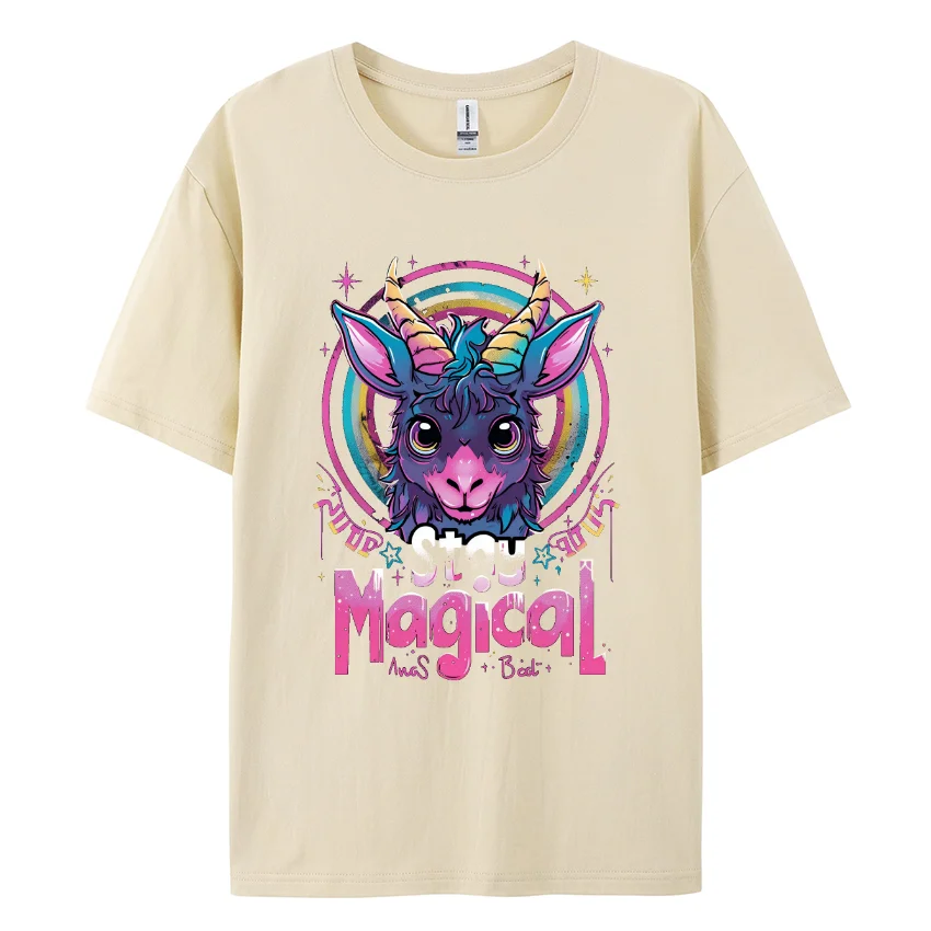 Magical Fawn Women's T-Shirt Cotton Loose Neutral Short Sleeve Multicolor Fashion Cute Sweet Top 2024 Teen Student Casual Tees