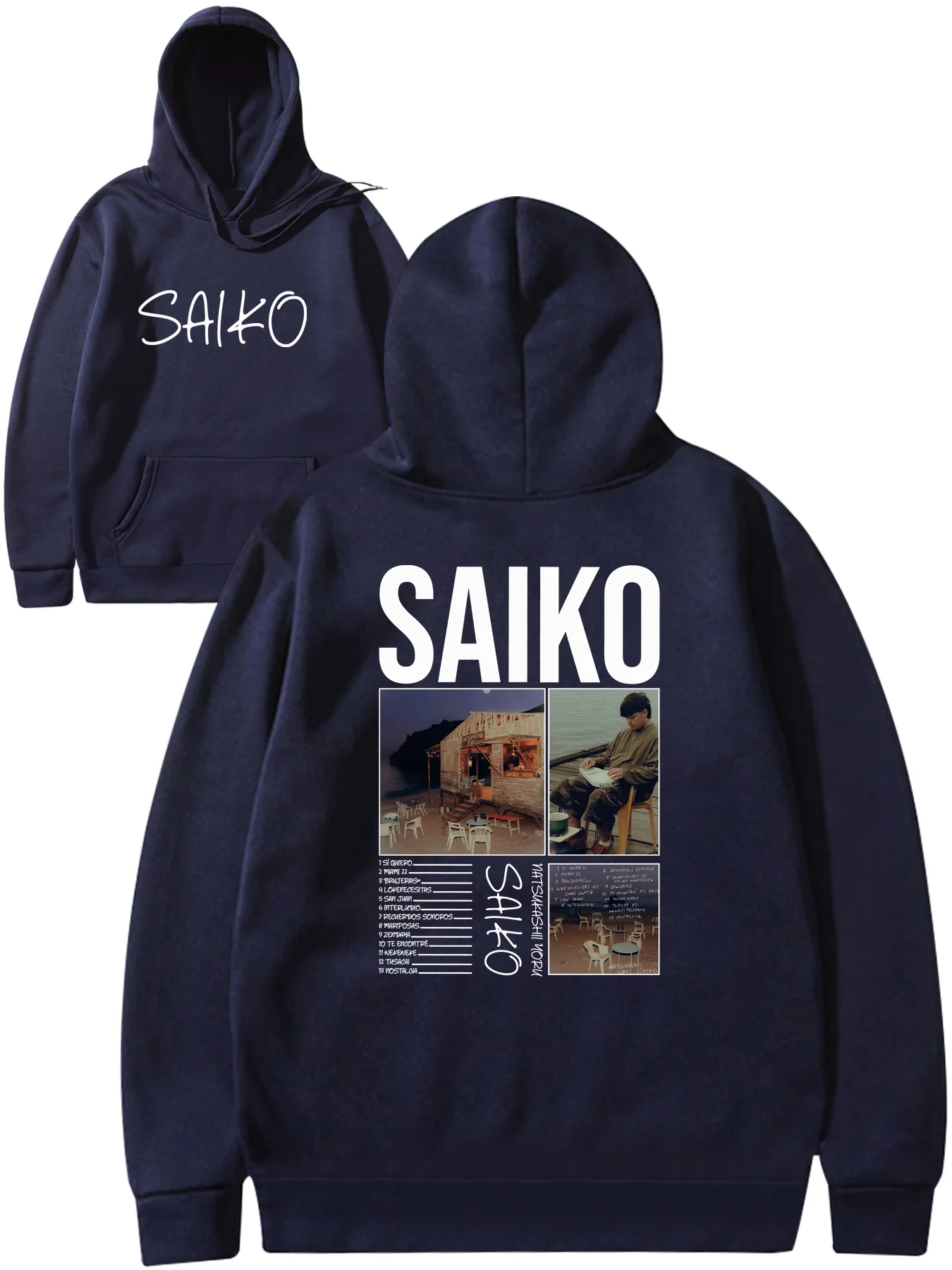 Men's and women's loose fleece hoodie, street style rapper SAIKO printed autumn/winter men's hoodie, hip-hop style Y2K.