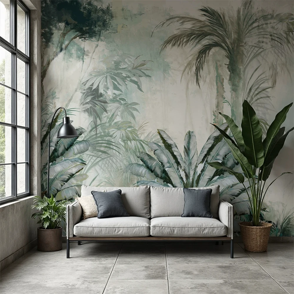 Custom Photo wall paper Tropical Rainforest Plant Forest Large Mural Wallpaper For Living Room sofa bedroom decoration Stickers