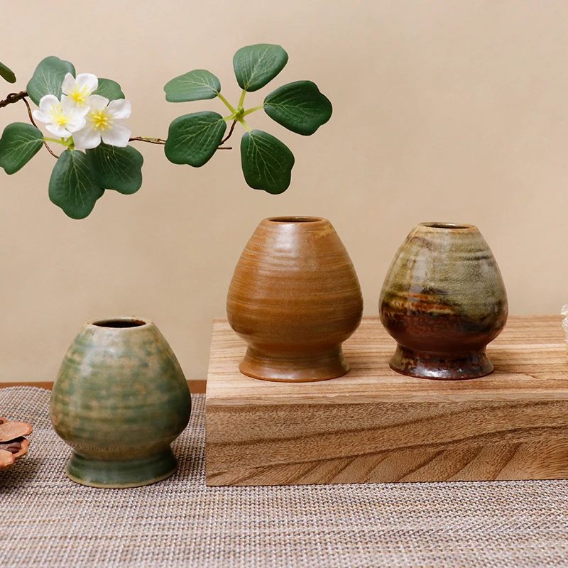 

Matcha Whisk Holder Vintage Japanese Song Dynasty Ceramic Chasen Stand with Glazed Spiral for Tea Ceremony