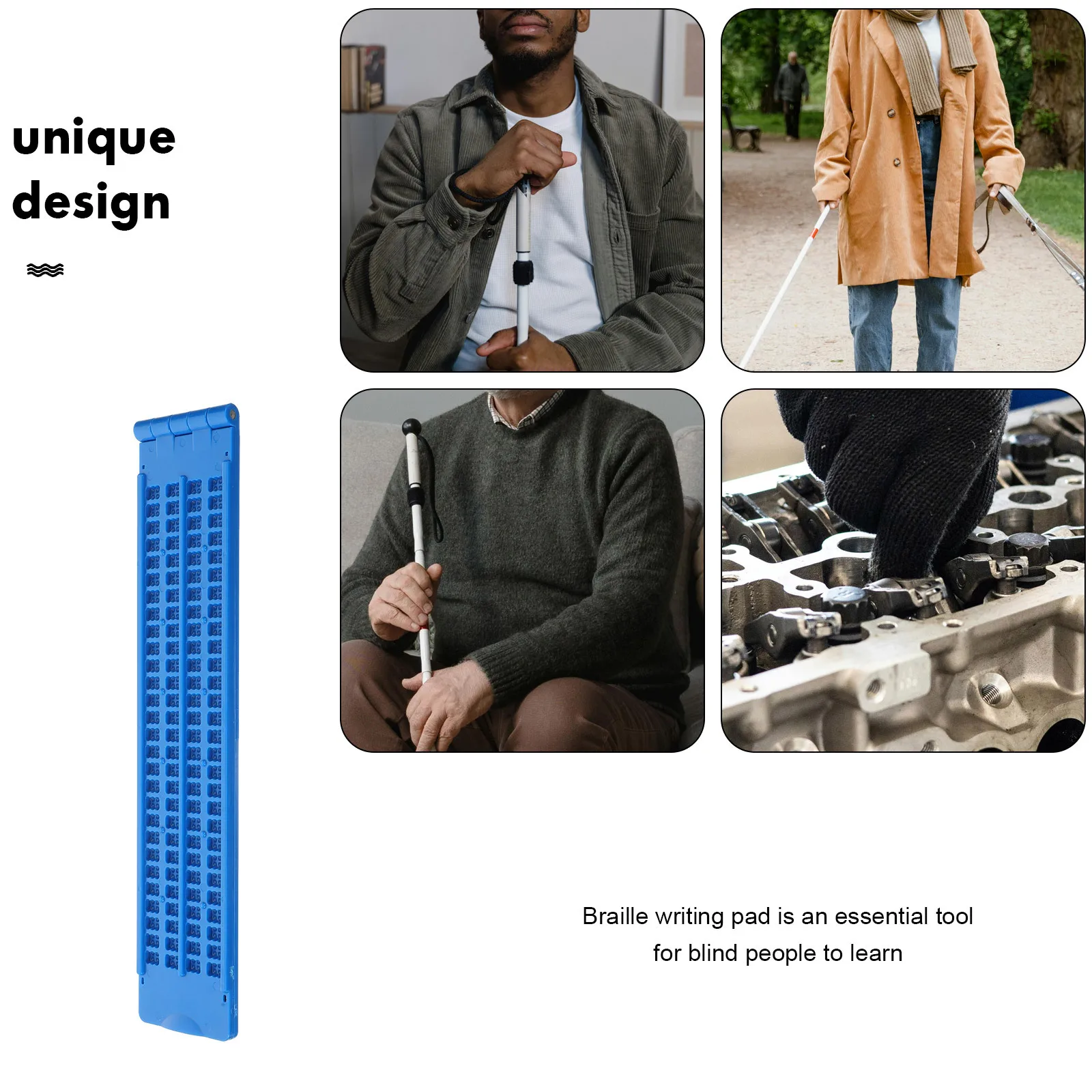 

1 комплект пластиковой тарелки для письма Braille и набор стилусов, тонкая работа, разумный дизайн для слепых людей, набор Braille