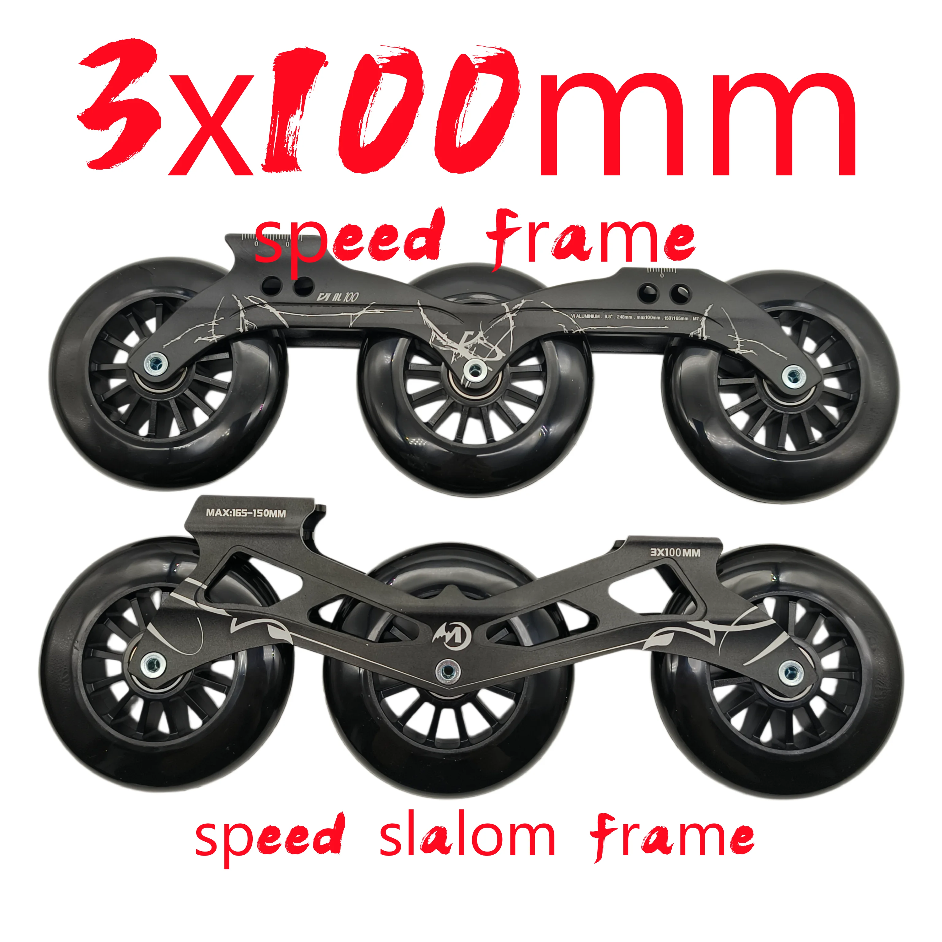cadre-de-slalom-rapide-3x100mm-avec-roues-100mm-85a-et-cadre-de-vitesse
