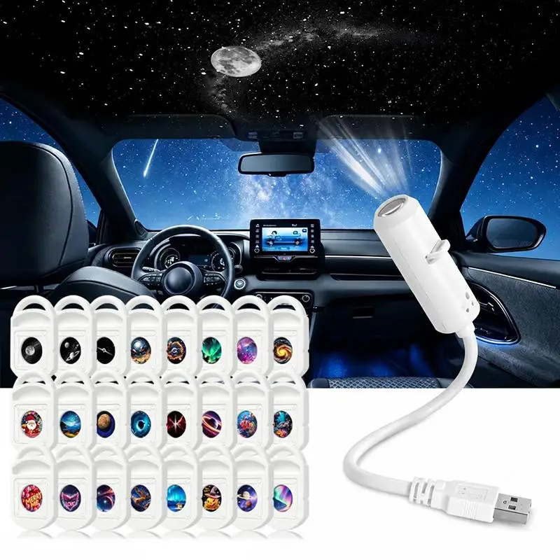 USB Galaxy Starry Projector LED Night Light 360° Rotatable Ambient Lamp for Dorm Room Student Gift