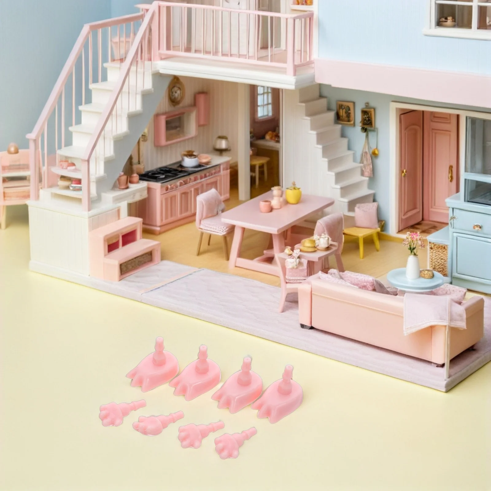 

Stimulate Creativity 4 Sets Tiny Doll Hands Feet Plastic Joints Miniature Replacement Parts For Collectible Figures