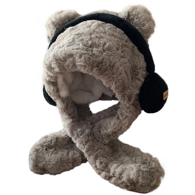 قبعة شتوية عالية الجودة للنساء تحمل الأذن مع وشاح متكامل مقاوم للرياح لحماية الرقبة، غطاء أذن ناعم مبطن بالصوف #6