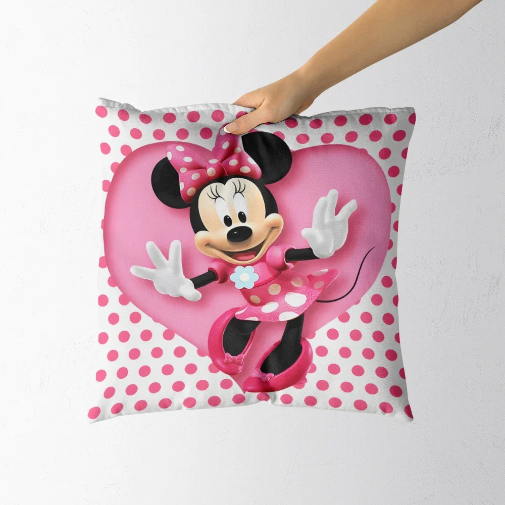 Disney Minnie Girl Kwadratowe poszewki na poduszki na przyjęcie urodzinowe Dekoracyjne poszewki na poduszki Miękkie przytulne poszewki na poduszki na zamek błyskawiczny