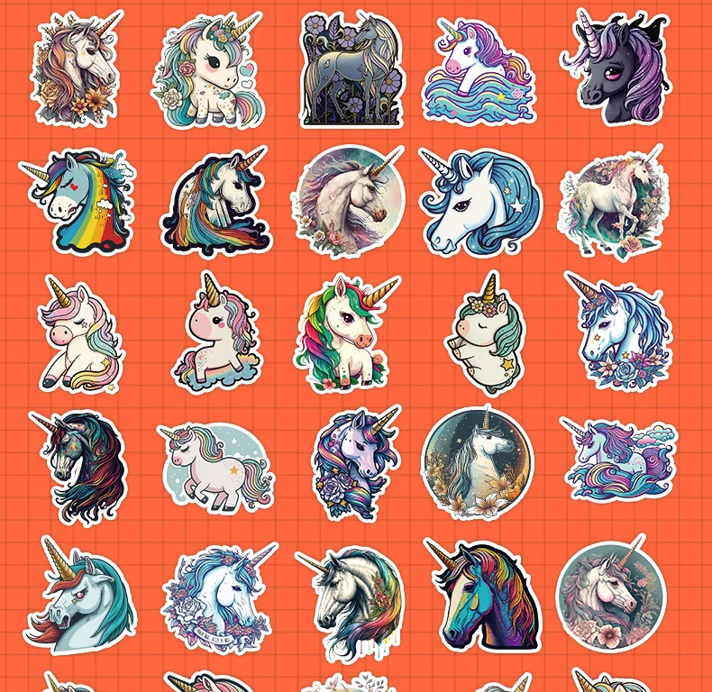 10/30/50PCS Cool Dark Unicorn Cartoon Sticker DIY Phone Laptop Luggage Skateboard Graffiti Decals Fun for Kid Toy