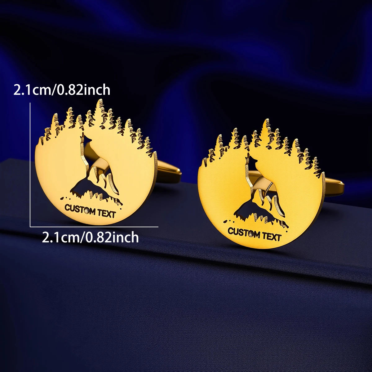 Customized Name Men's Forest King Wolf Cufflinks Custom Suit Shirt Stainless Steel Buttons Sports Jewelry Gifts view 6