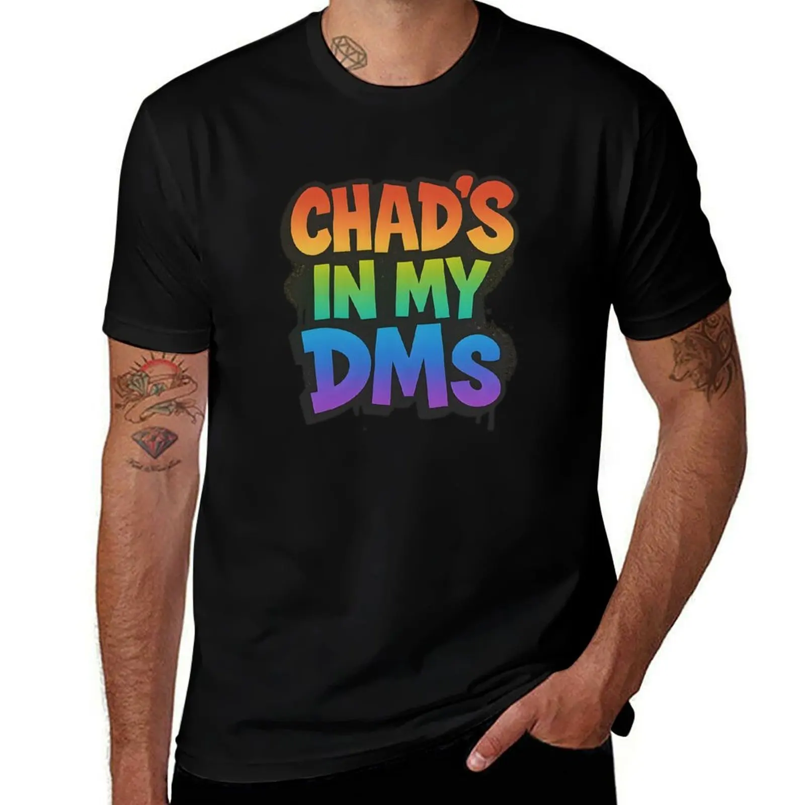 

Chad’s In My DMs – Bold Pride Design T-Shirt valentines boutique clothes plain quick drying men clothings