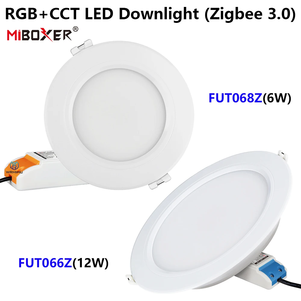 

6W 12W RGB+CCT LED Downlight Zigbee 3.0 Ceiling Light Round Panel lamp For Living Dining Room AC100-240V FUT066Z FUT068Z APP