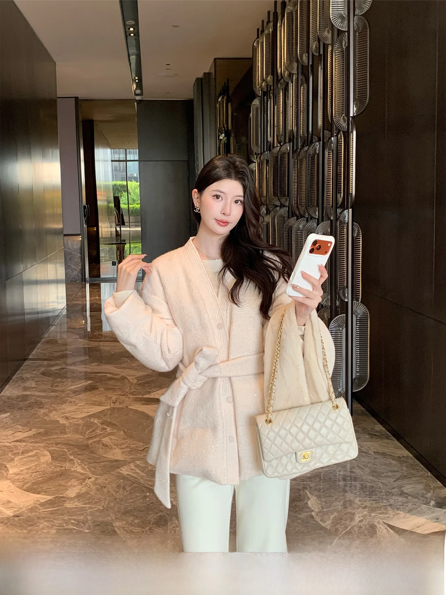 

Kun Heavy Industry Sparkling Sequin down Jaet Women's Winter Waist Cinching Slimming Wool Blend New Sle Ele V-ne