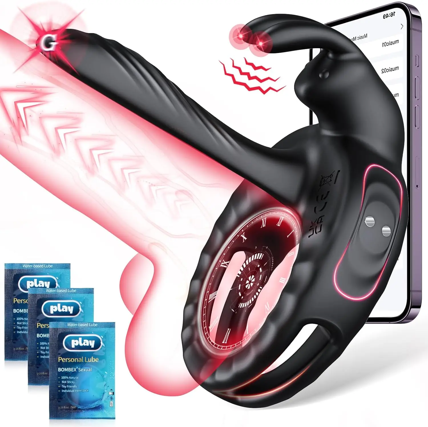 Vibrating Cock Ring Sex Toys for Couples Men - Vibrator Penis Sleeve with Rabbit Clitoris Vibrators, Adult Toy Penis Ring Cock S