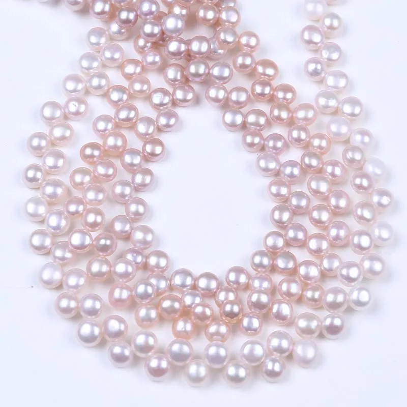 

High quality 6-7mm top drilled loose button pearl strand