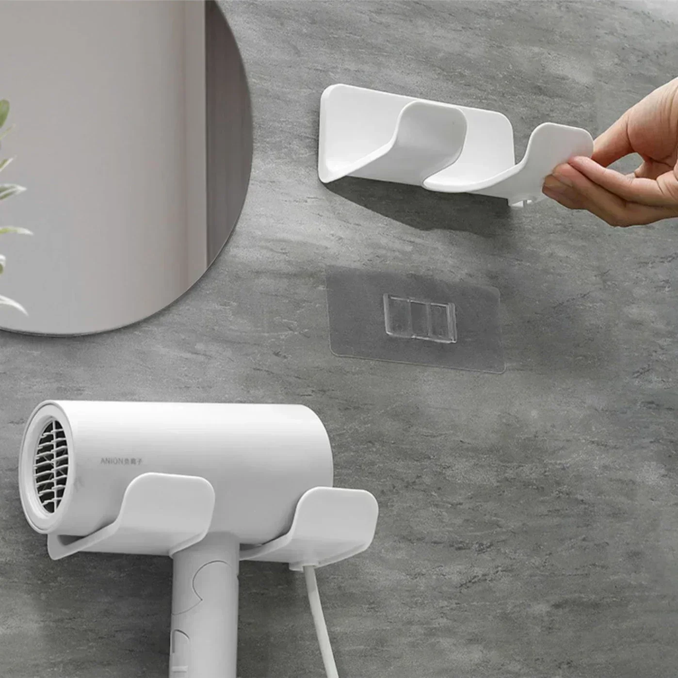 Soporte para secador de pelo montado en la pared, soporte para alisador de pelo, organizador de baño, estantes de organización de baño