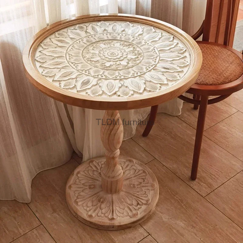 

Wood Round Coffee Table Living Room Dining Easthetic Circle Coffee Tables Centre Designer Tea Muebles Garden Modern Furniture