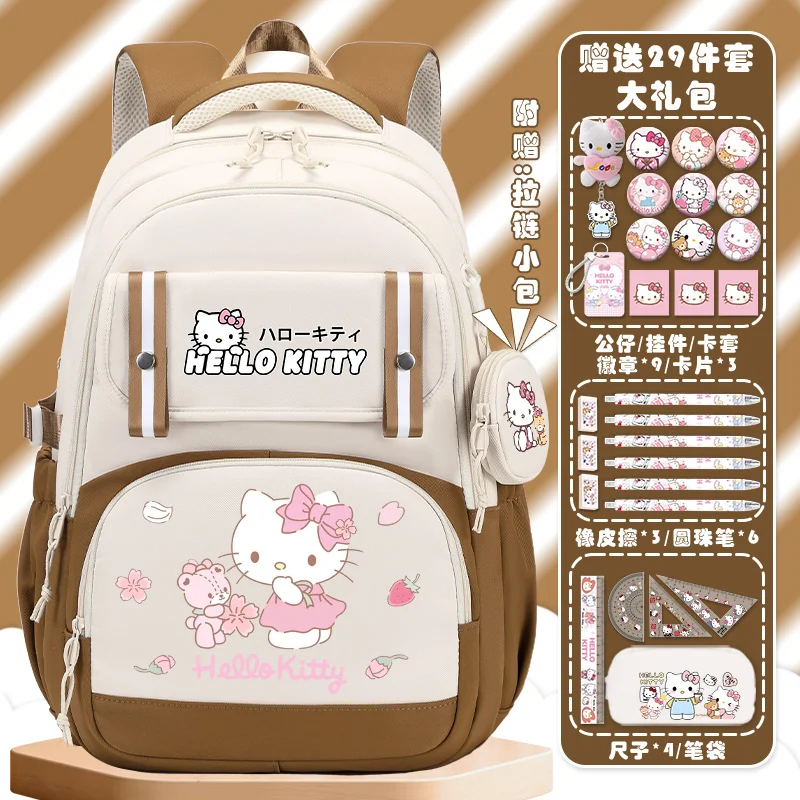 Sanrio Nieuwe Hello Kitty Student Schooltas Grote Capaciteit Kindercartoon Lichtgewicht Casual Rugzak