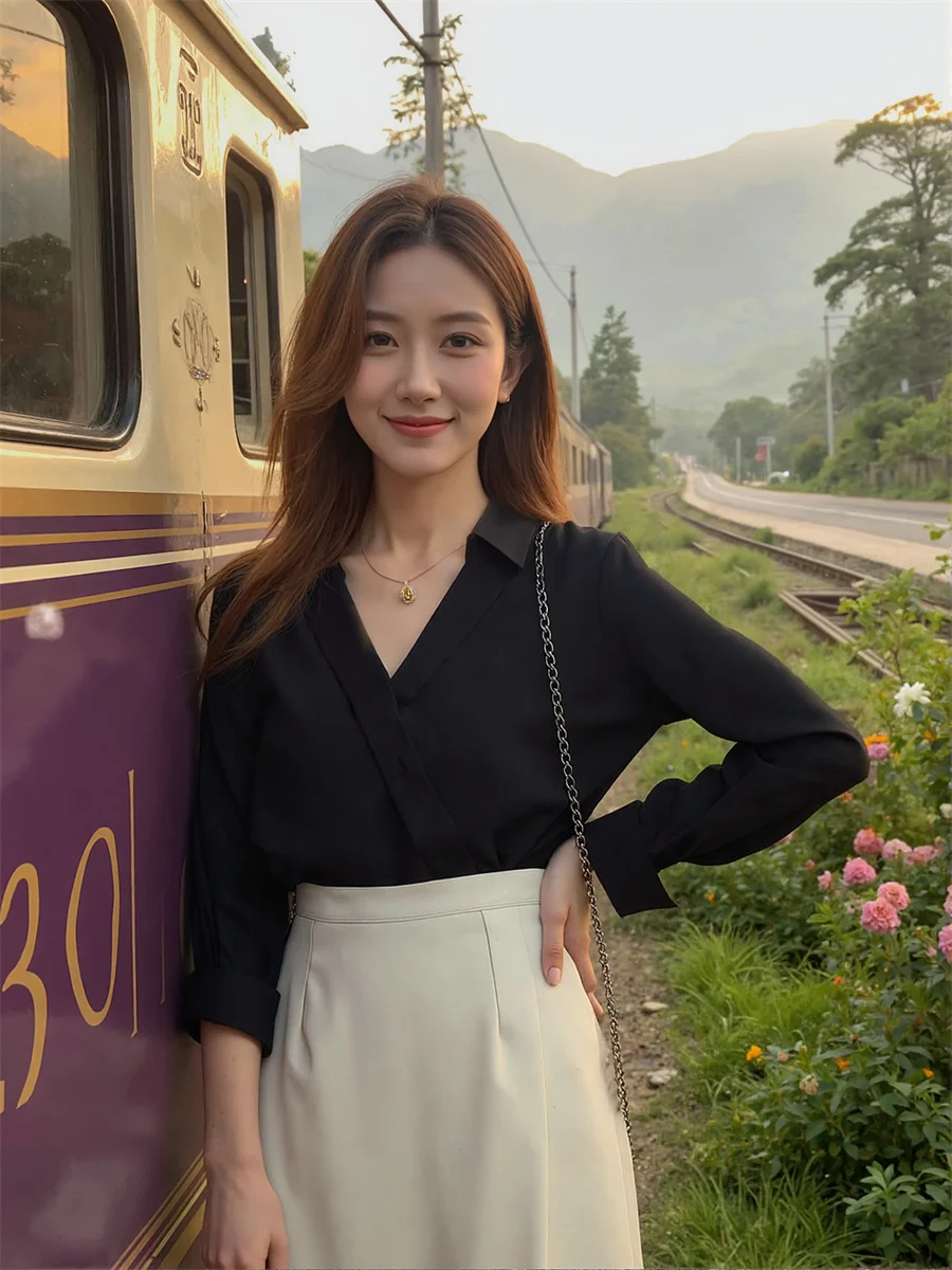 

Винтажные рубашки, женские шифоновые рубашки с длинными рукавами на пуговицах, универсальные офисные женские рубашки в корейском стиле, повседневная уличная одежда, свободные топы