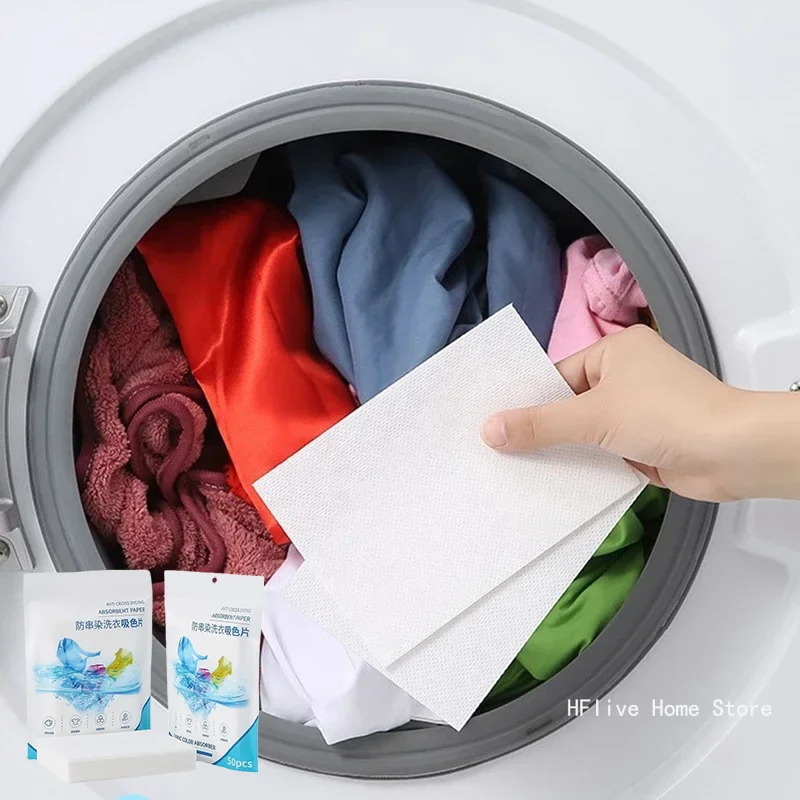 50pcs Anti-staining Dyeing Laundry Tablet Laundry Paper Clothes Sheets Anti-String Color Absorption Home Washing Accessories