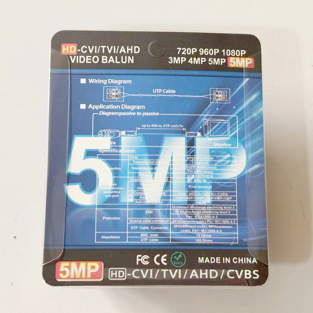 5MP BNC CCTV HD فيديو Balun أجهزة الإرسال والاستقبال المحورية السلبية دعم AHD/CVI/TVI 5MP كاميرا Cat5e/ Cat6 UTP كابلات الموصلات