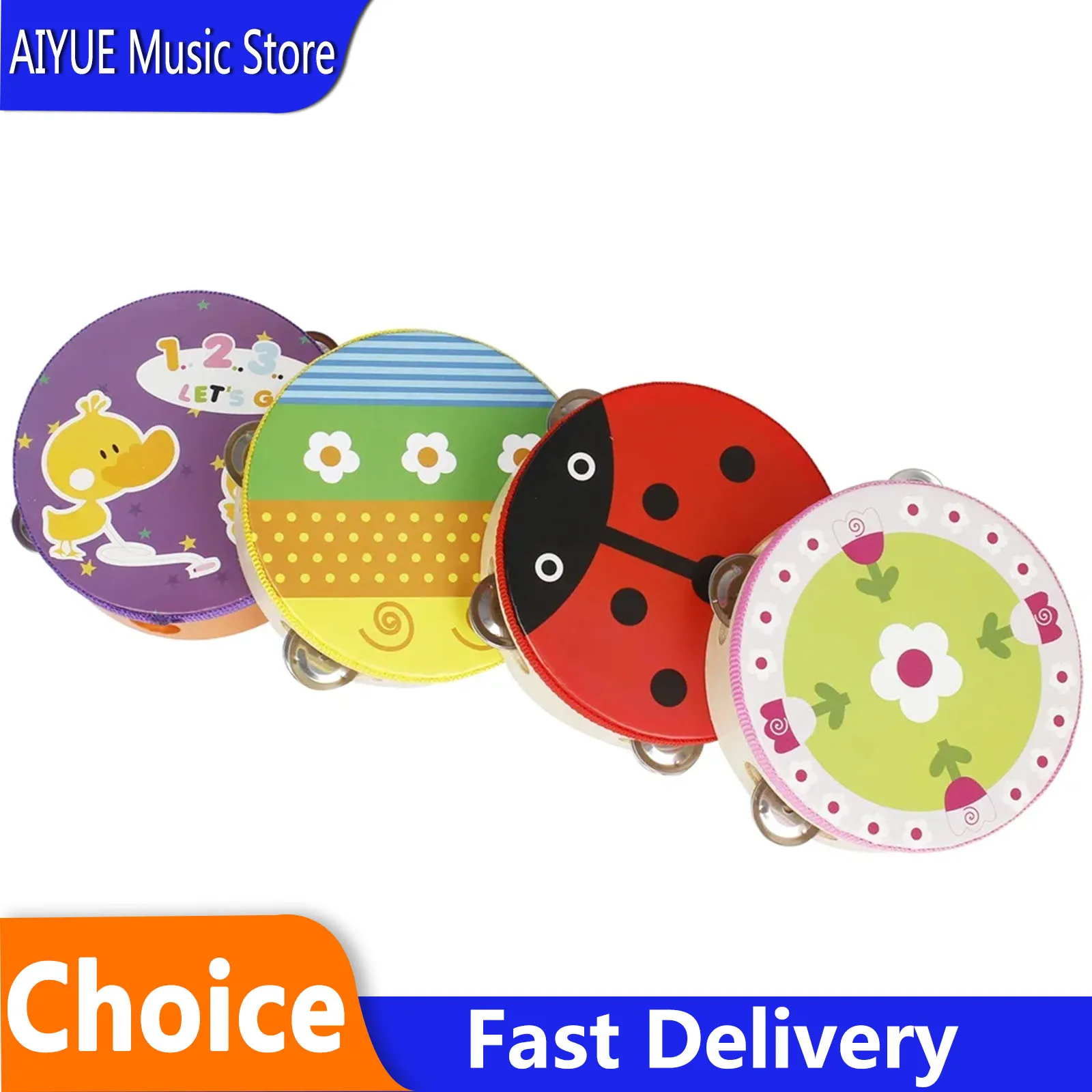 SLADE 6 Inches Animal Cartoon Pattern Lovely HandDrum Tambourine Musical Enlightenment Kid Birthday Gift Percussion Instrument