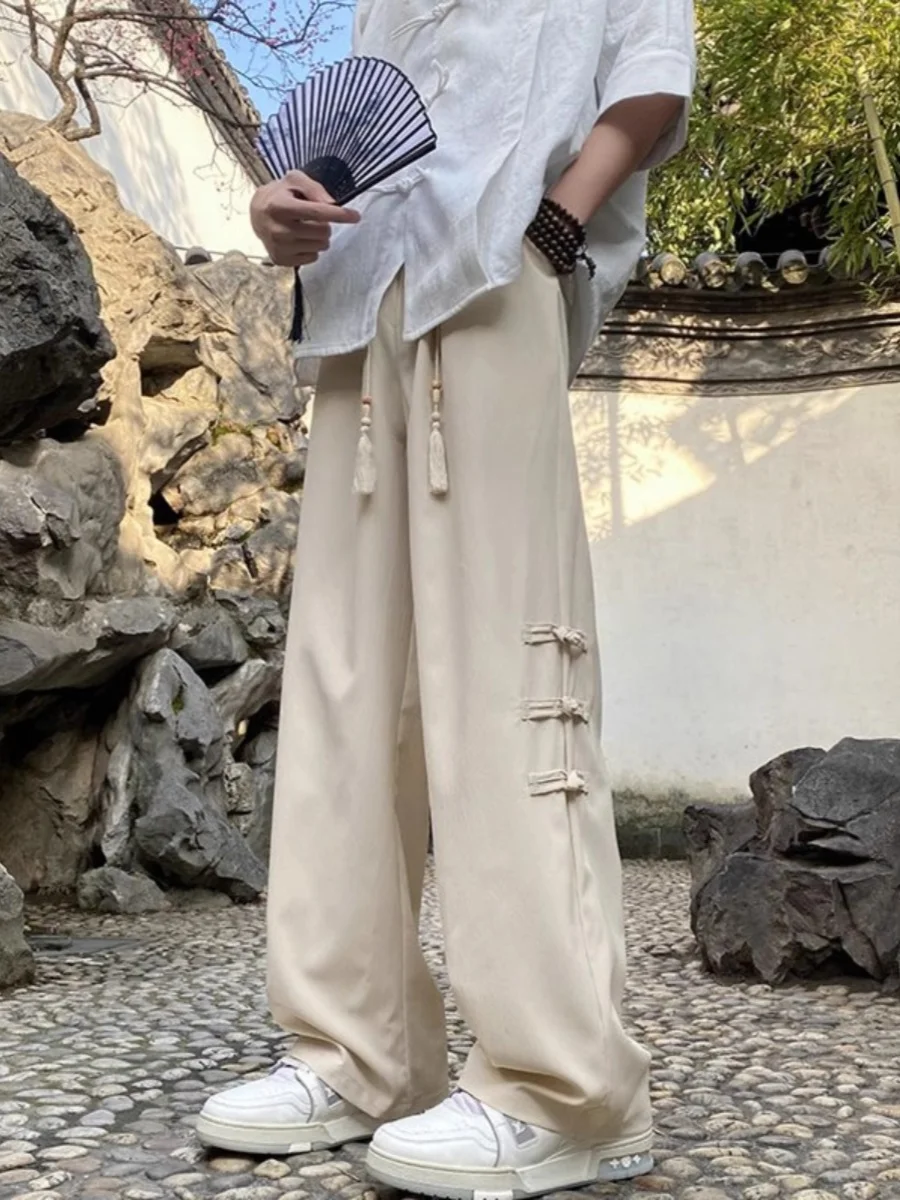 

Мужские повседневные брюки больших размеров, свободные, прямые, широкие, длинные, в новом китайском стиле, модель Sle 300 Pou, молодежные, жизнерадостные...