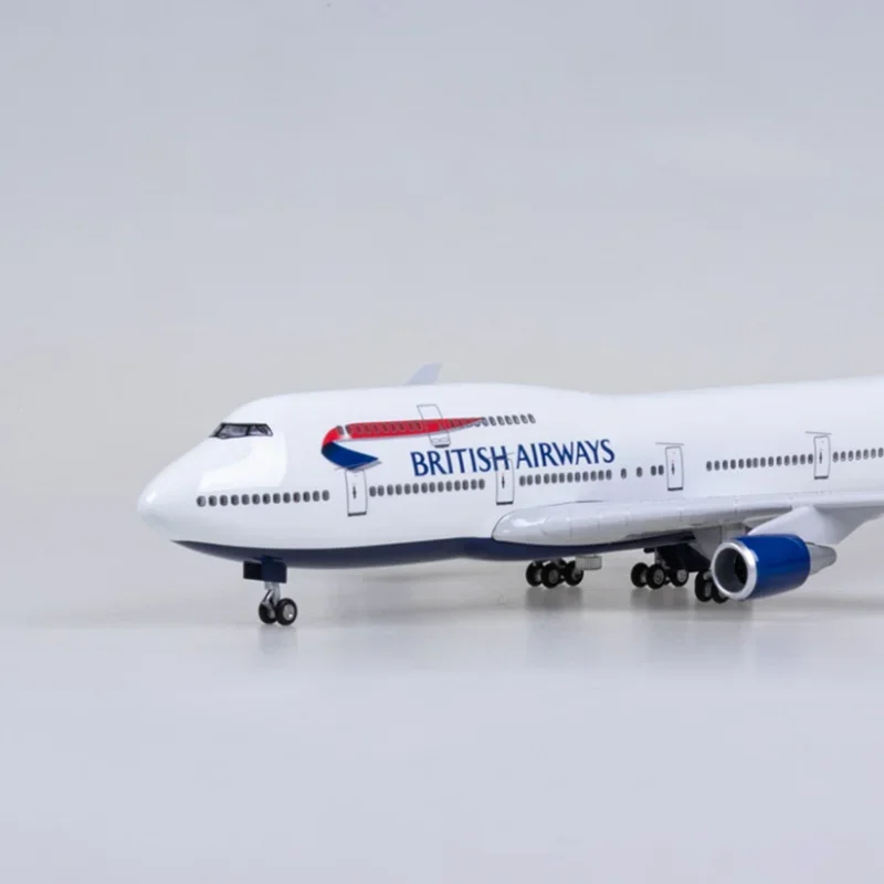 Imagem -05 - Brinquedos de Avião Britânico com Luz e Roda Resina Fundida Avião Liga Decoração de Casa 47cm Escala 150 B747 Nova Aeronave