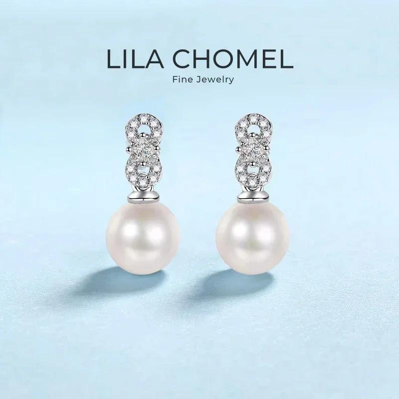 Pendientes de compromiso para mujer, oro blanco de 18K, para bodas y fiestas, con diamante moissanita de 0.28CT, perla de 9mm, PT950, regalo de cumpleaños para novia.