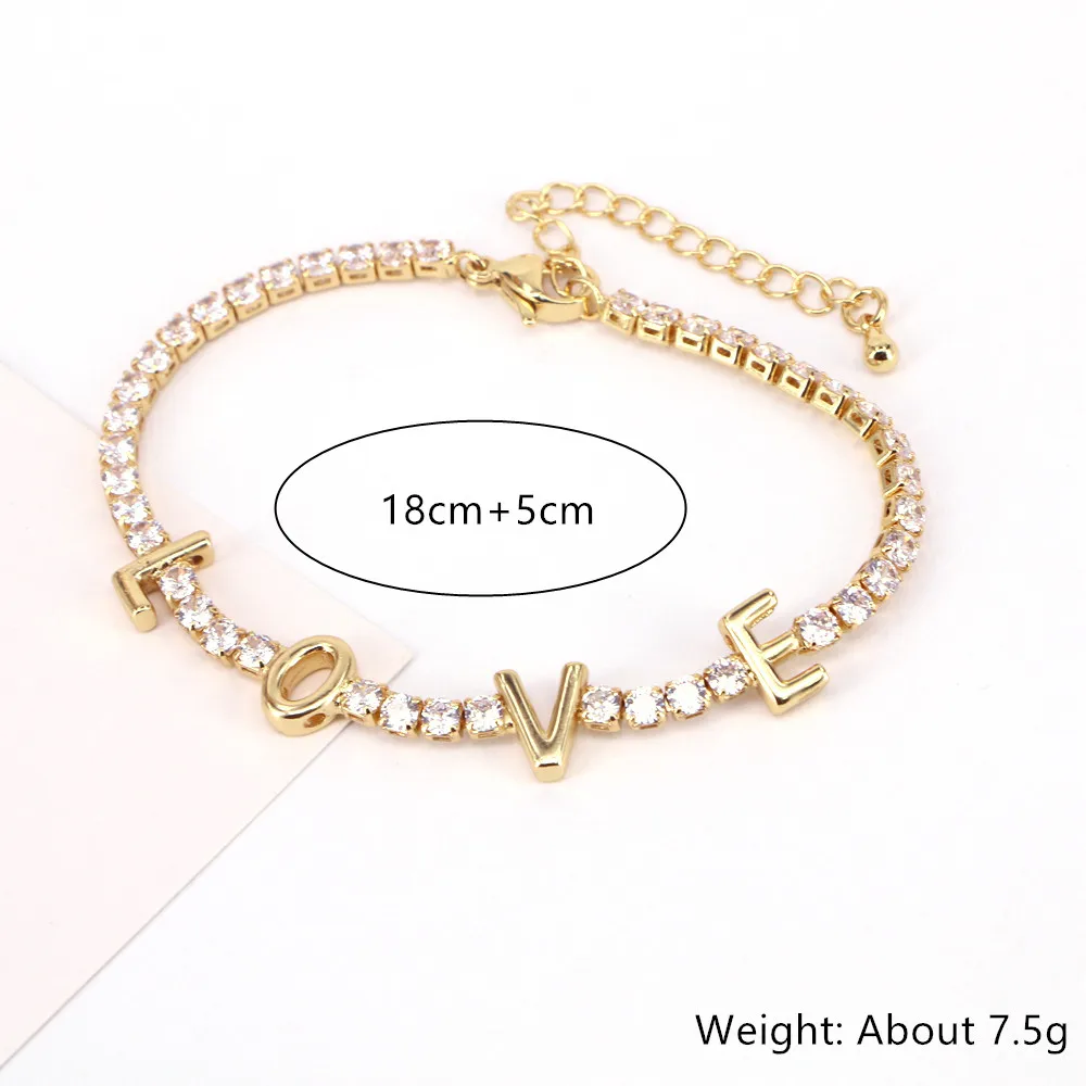 10PCS, LOVE MAMA Charm CZ Zircon Tennis Chain Bracelet Bangle For Lover Mom Fashion Heart Jewelry Birthday Mother's Day Gifts