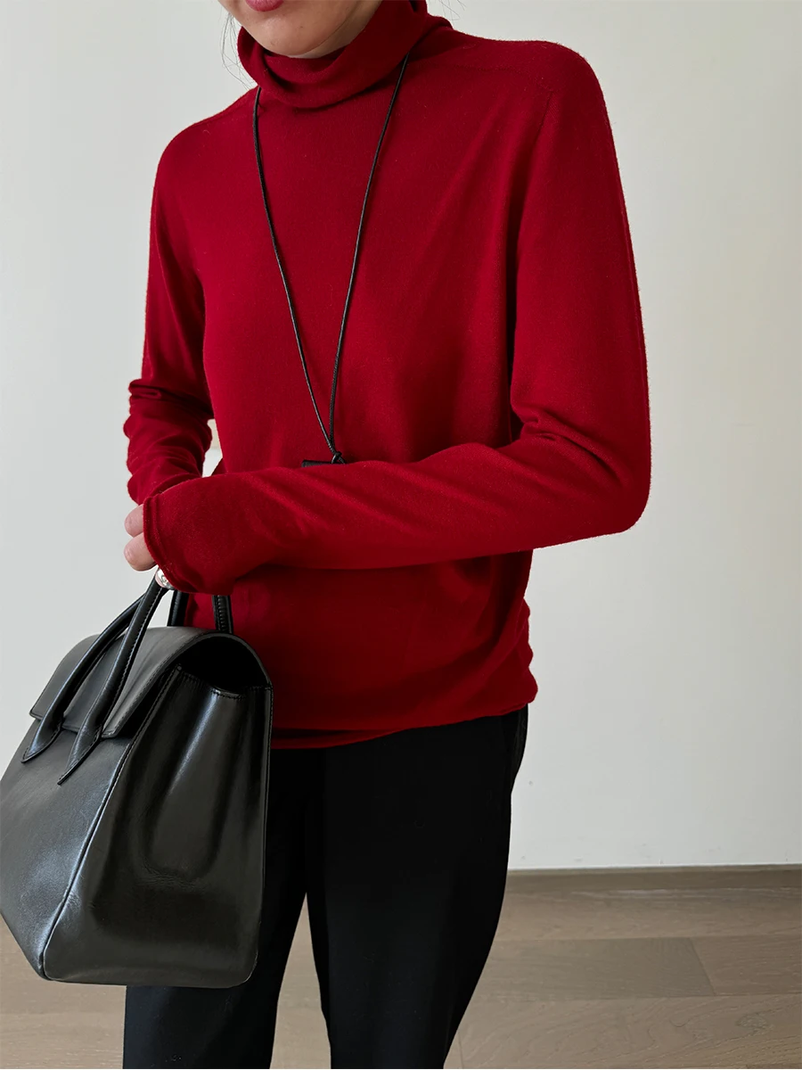 

00% Pure Wool High Ne 48-Strand Sweater Slimming Base Layer Top for New Year Commute Sle Long Sve Regular Length