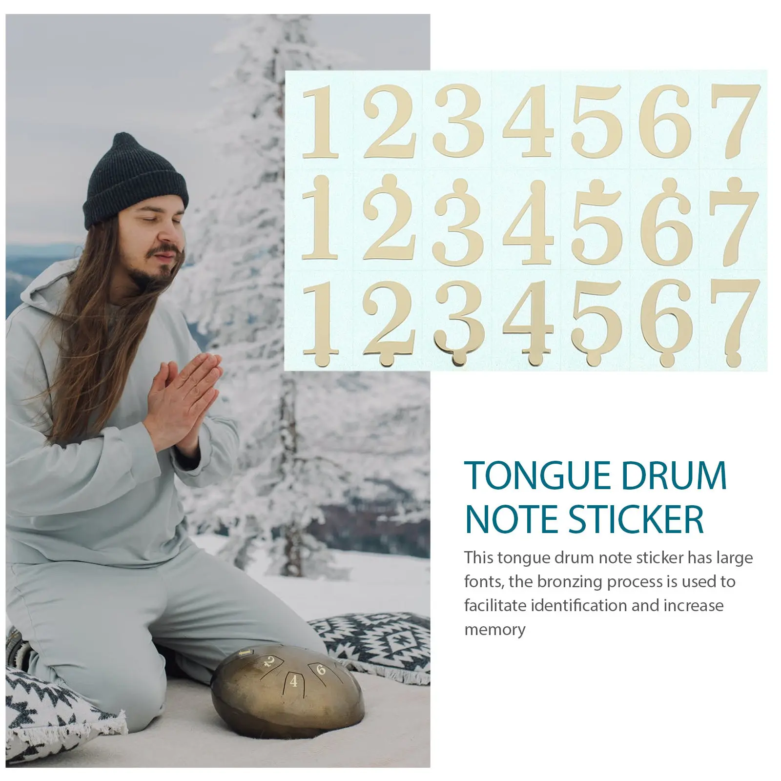 2Pcs Tongue Drum Note Stickers Large Font Bronzing Process Thick Adhesive Music Note Decals for Beginner Practice Percussion
