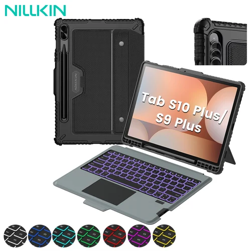 NILLKIN 삼성 갤럭시 탭 S10 + 케이스용 매직 키보드, 렌즈 보호 백라이트 키보드, 삼성 탭 S9, S9 플러스 케이스