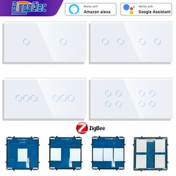 Bingoelec Tuya Alexa ZigBee Switch Function Key Need/no Need Neutral Wire Switch 1+1/2+2/3+3gang White Glass Panel DIY Part