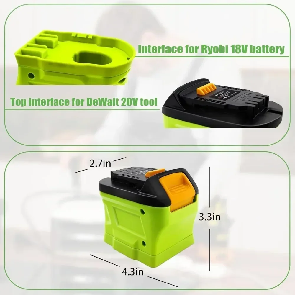 Imagem -05 - Conversor Adaptador de Bateria Ferramenta de Broca de Energia Elétrica Ryobi 18v Li-ion Bateria Converter para Dewalt 20v
