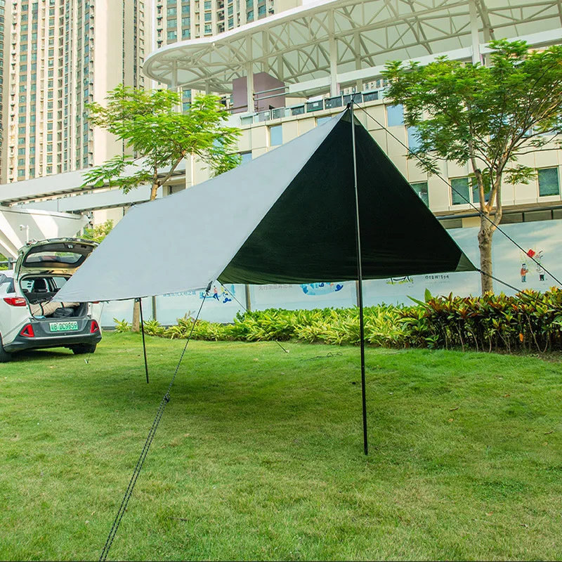 Multi-function Outdoor Black Glue Canopy Waterproof Sunshade Portable Awning Large Space 3*4M Autumn Tourist Family Picnic Tarp