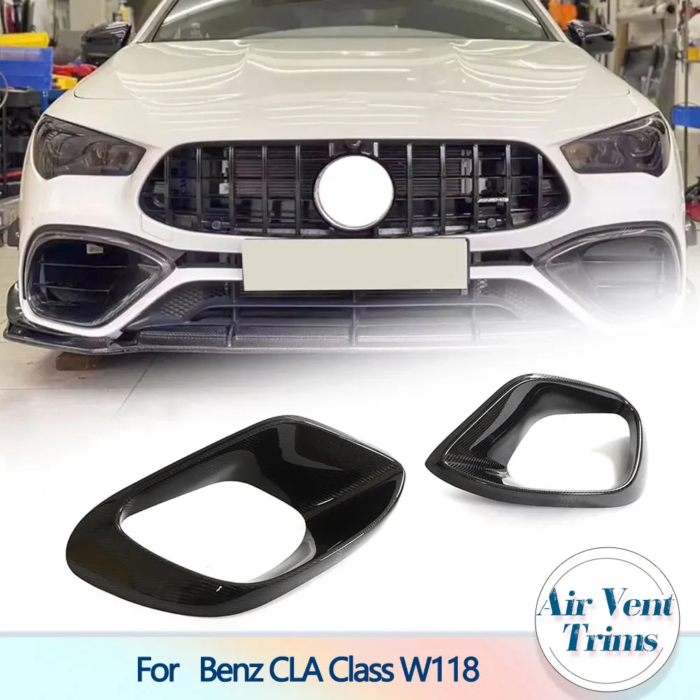 

Carbon Fiber Car Front Bumper Fog Light Cover For Mercedes-Benz CLA Class W118 C118 AMG CLA35 CLA45 2020-2022 Air Vent Trims