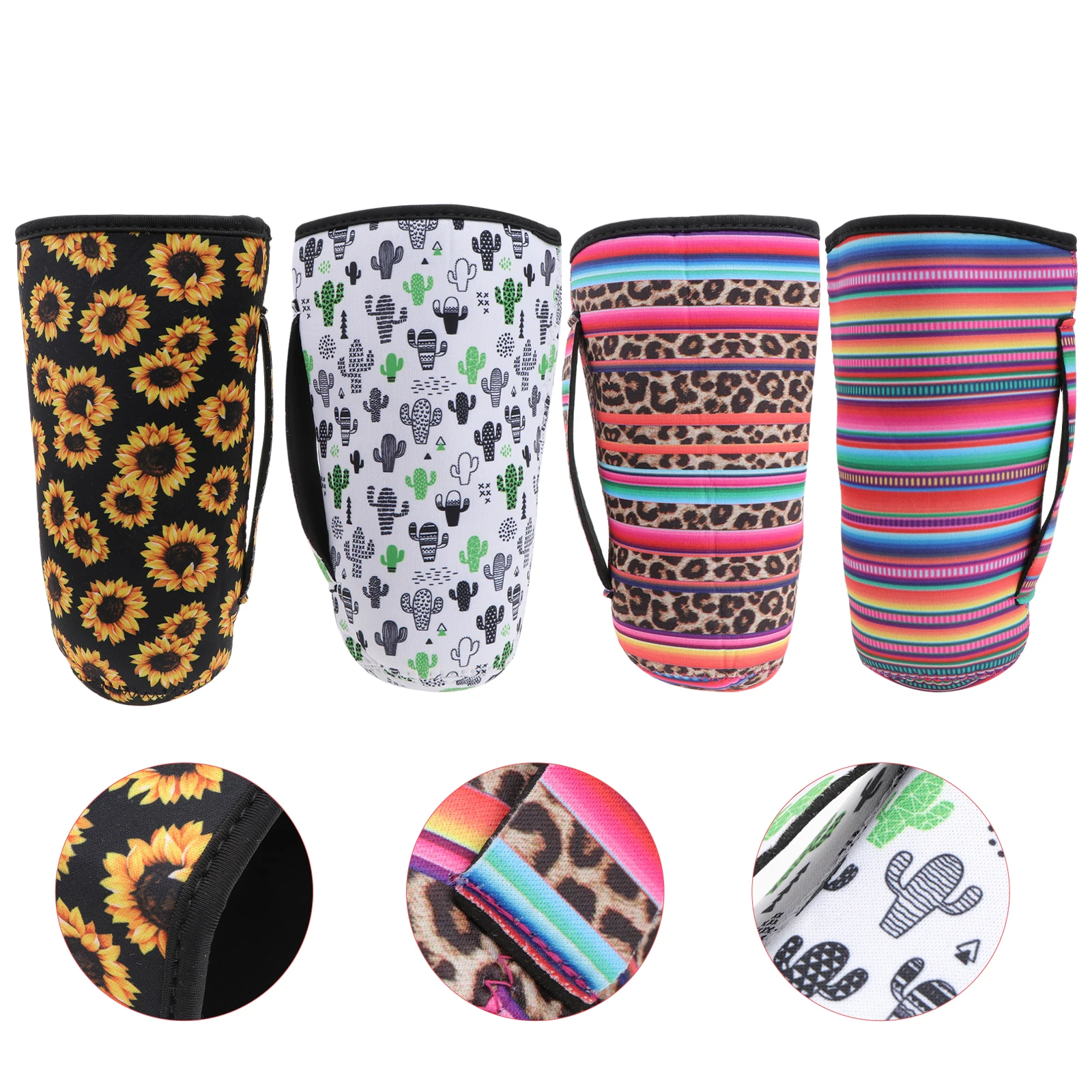 

4 Pcs Car Cup Holder Bottle Sleeve Neoprene Thermal Insulator Set Travel